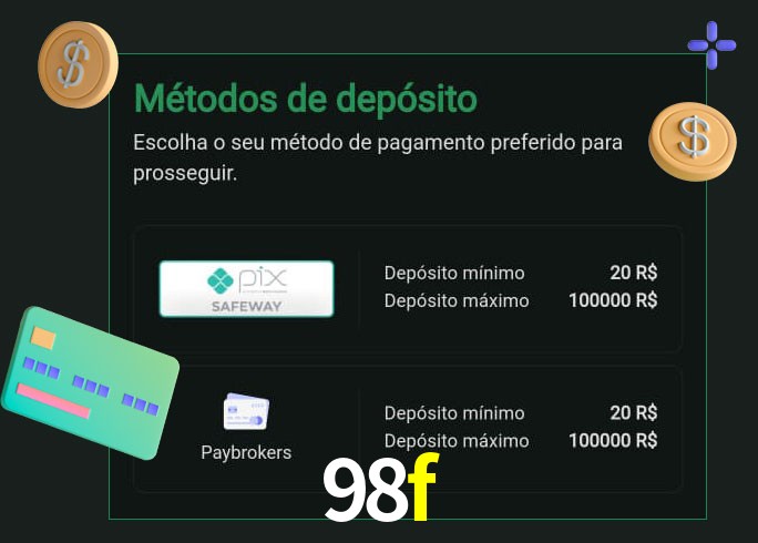 O cassino 98f oferece uma grande variedade de métodos de pagamento